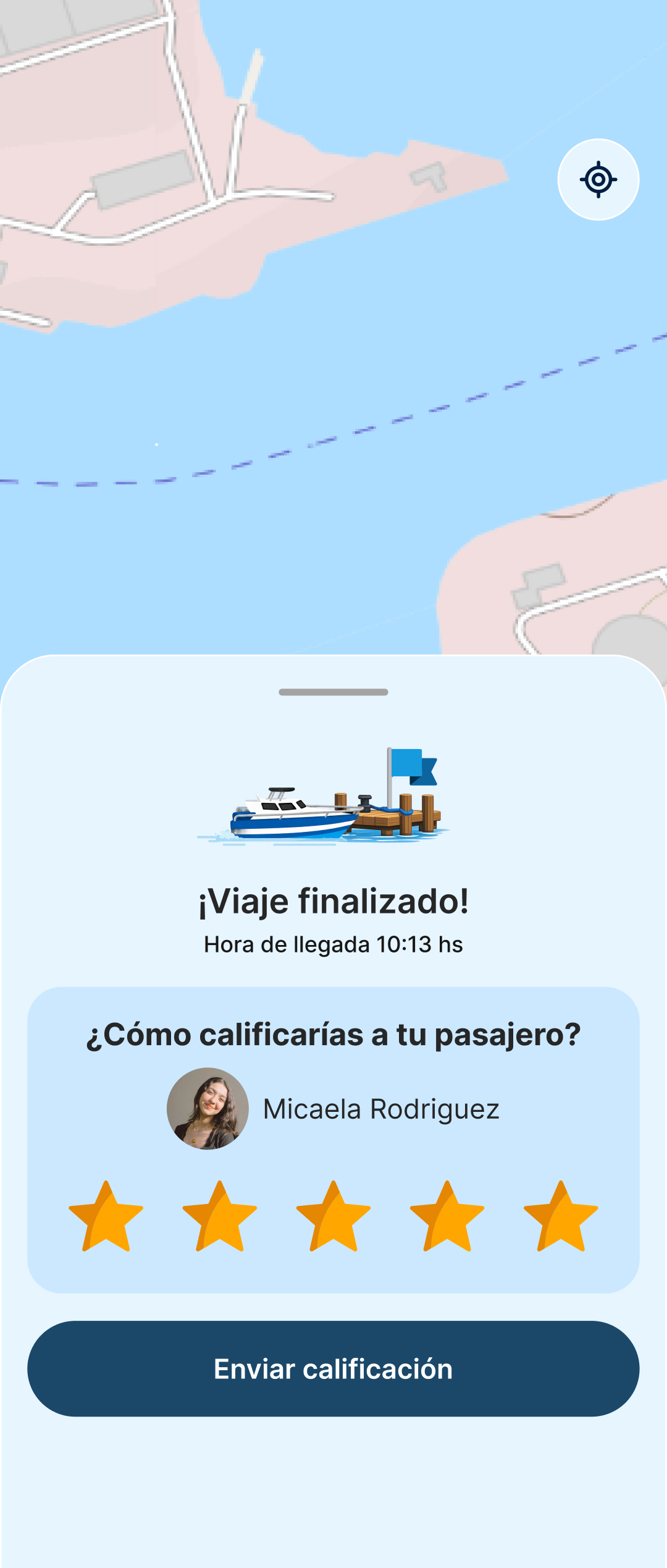 Pantalla de viaje finalizado de LIX
